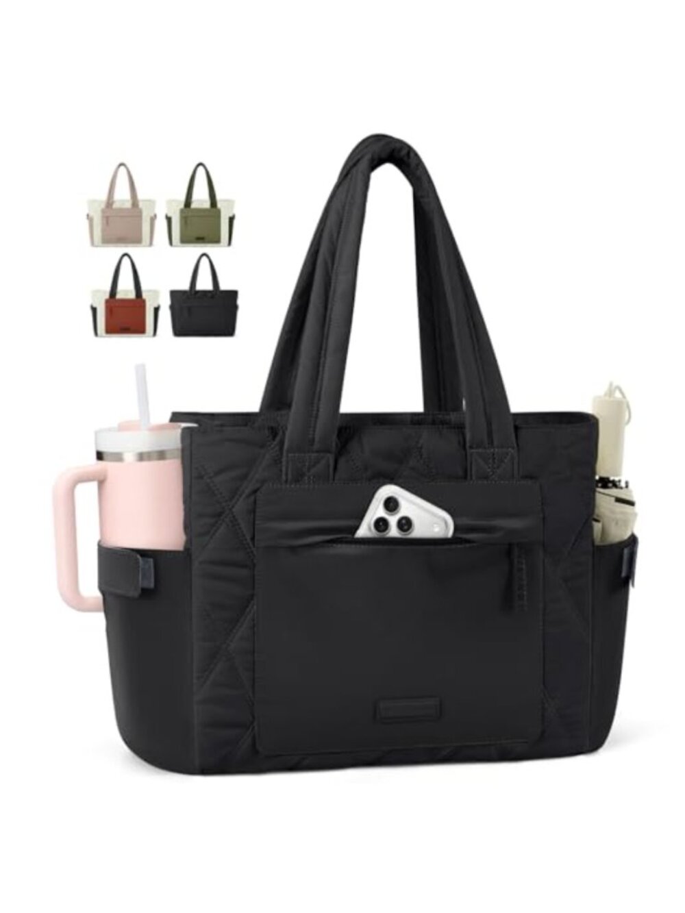 RAINSMORE Lightweight Puffer Laptop Tote Bag for Women 15.6 Inch Work Bag